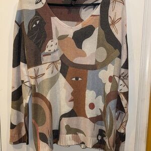 IZABEL OF LONDON LIGHT WEIGHT ABSTRACT SWEATER MADE IN ITALY SIZE LARGE VISCOSE